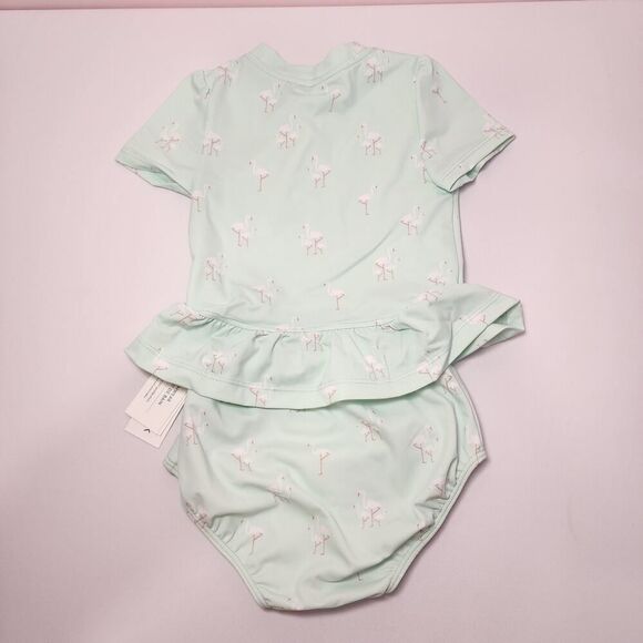 NWT Janie and Jack Infant Baby Girl Flamingo Print Mint Swim Set Sz 18-24 - Picture 3 of 4